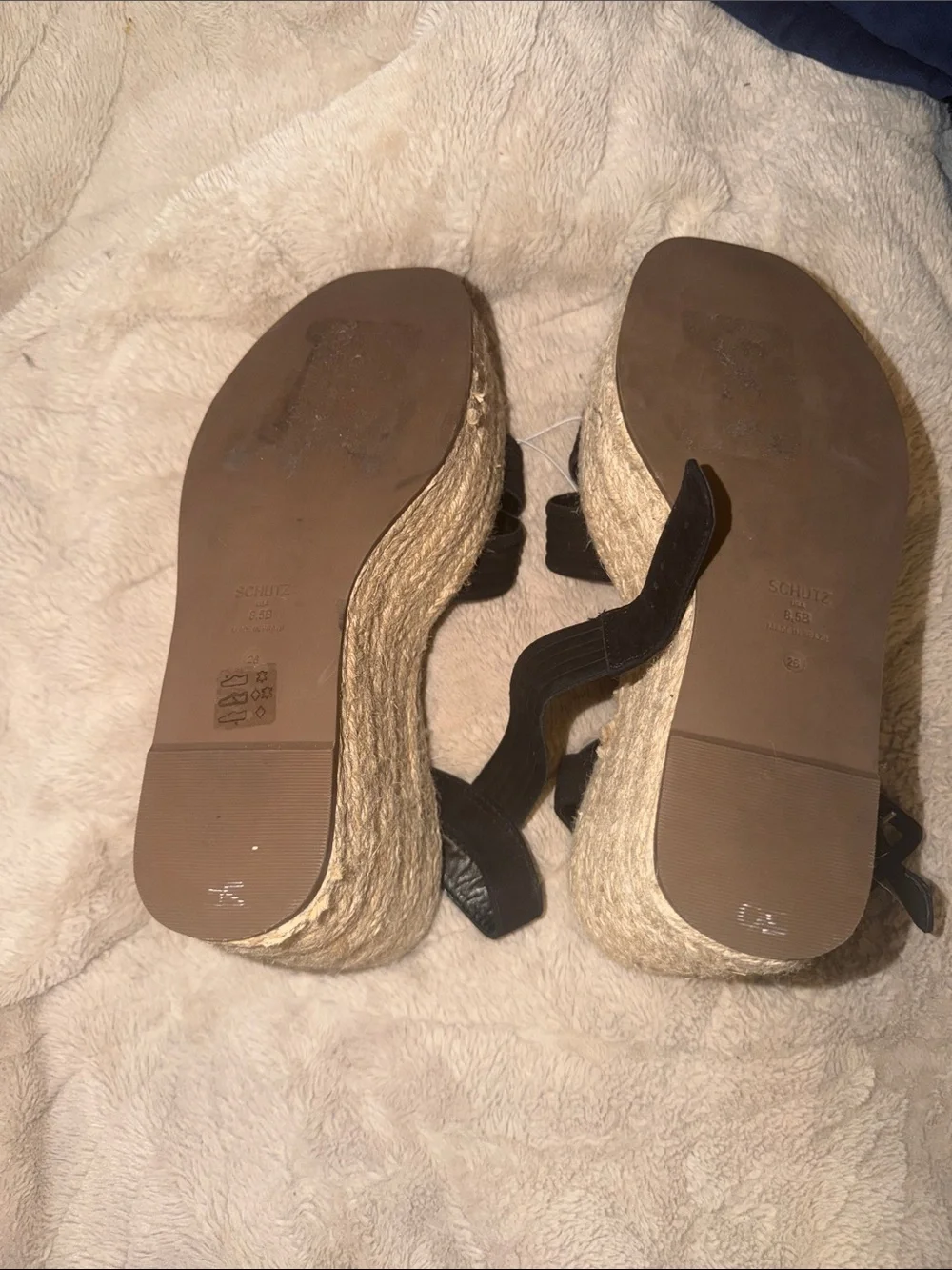 Schutz Alexandra Black Espadrille Wedge Platform Sandals 8 8.5 10 NWOT Summer